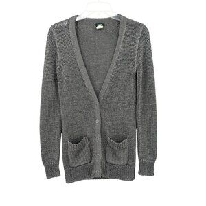 J.Crew Metallic Open Knit Cardigan Women Size S Button Up Pockets Capsule Preppy